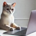 Cat using a computer 