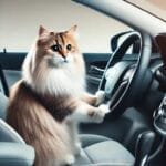 Cat driving a car
